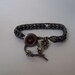 Leather bead wrapped boho bracelet in gray