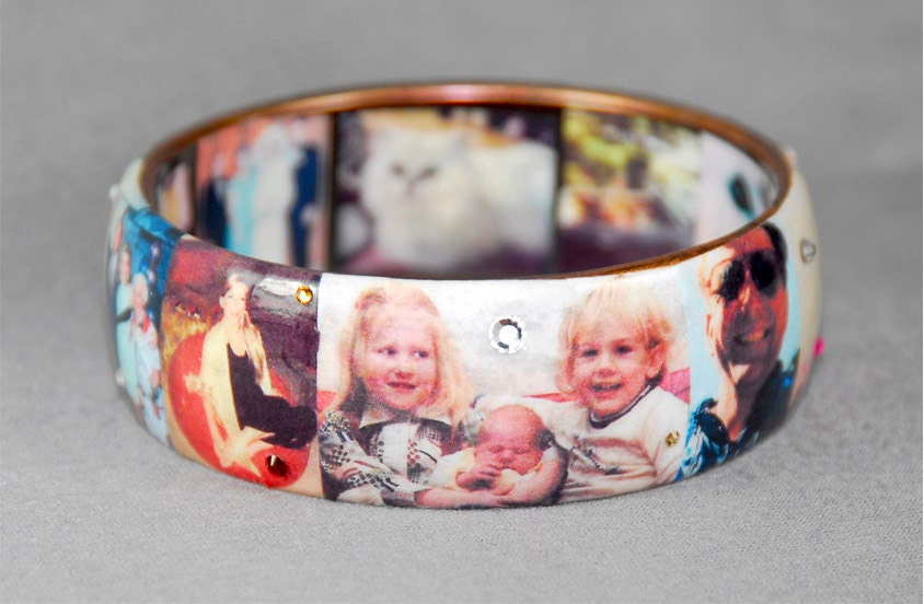 CUSTOM ORDER Personalized Photo Decoupage Bangle Bracelet, Family Photos, Graduation, CommunionCustom Order Jewelry, Memory Keepsake