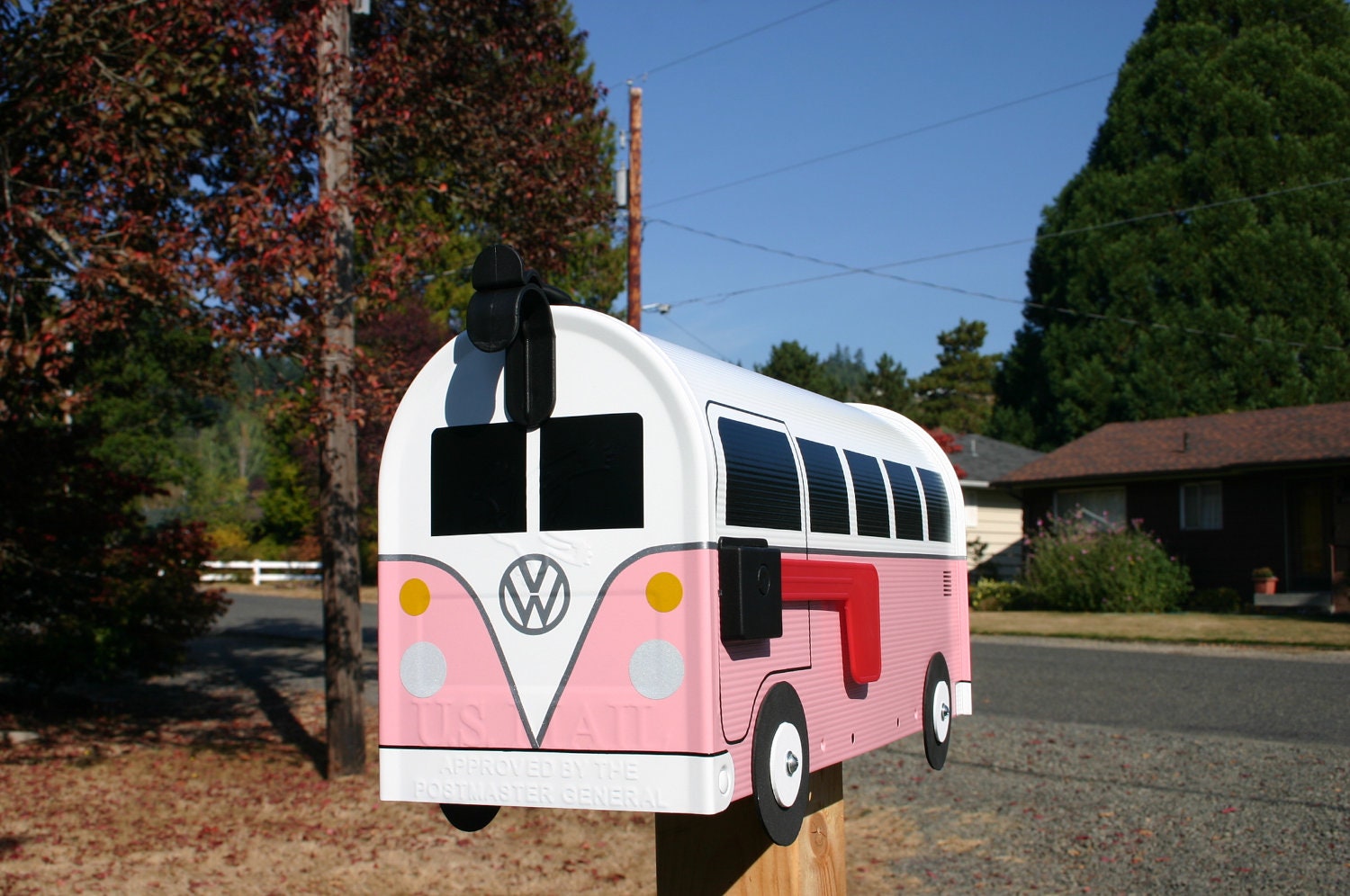Pink Volkswagen Bus Mailbox by TheBusBox Custom made - Choose your color - SplitBusBox