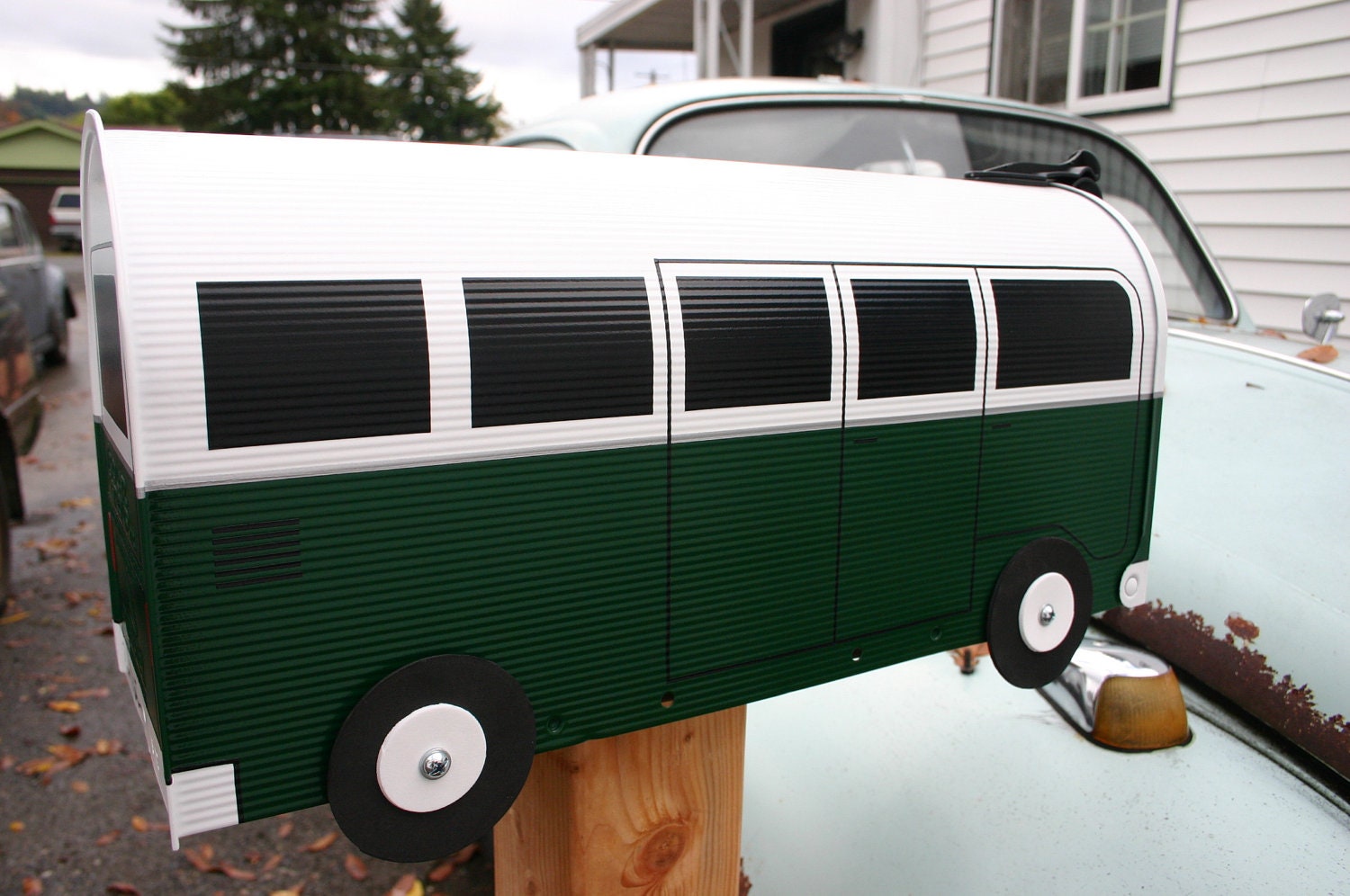 Hunter Green Volkswagen Bus Mailbox by TheBusBox Custom made - Choose your color - SplitBusBox