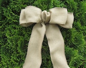 Burlap Bow, Wreath Bow, Wedding Bow, Wedding Decor, Pew Bow