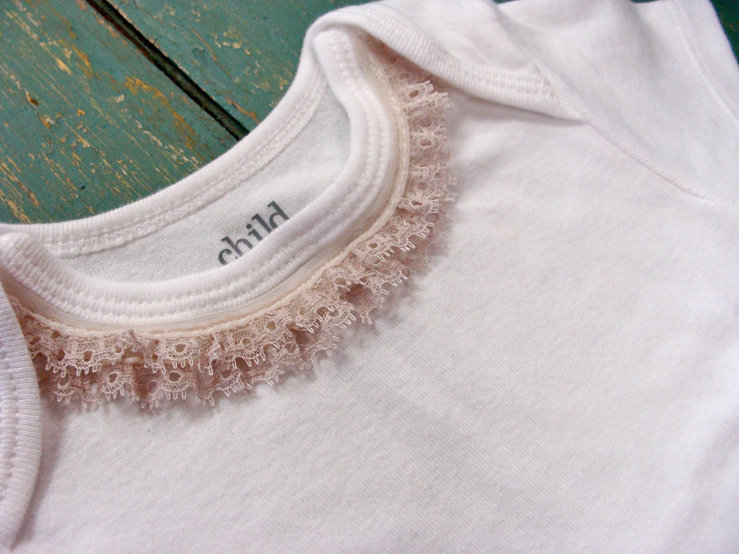 Lace Trim Onesie - Pink Small Vintage Lace - Trendy Baby Girl - Perfect Baby Shower Gift