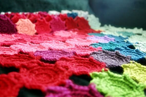 Pointillism Posie Crochet Pattern, Granny Square Flower Afghan Crochet Pattern, Blanket/Wall Hanging Pattern
