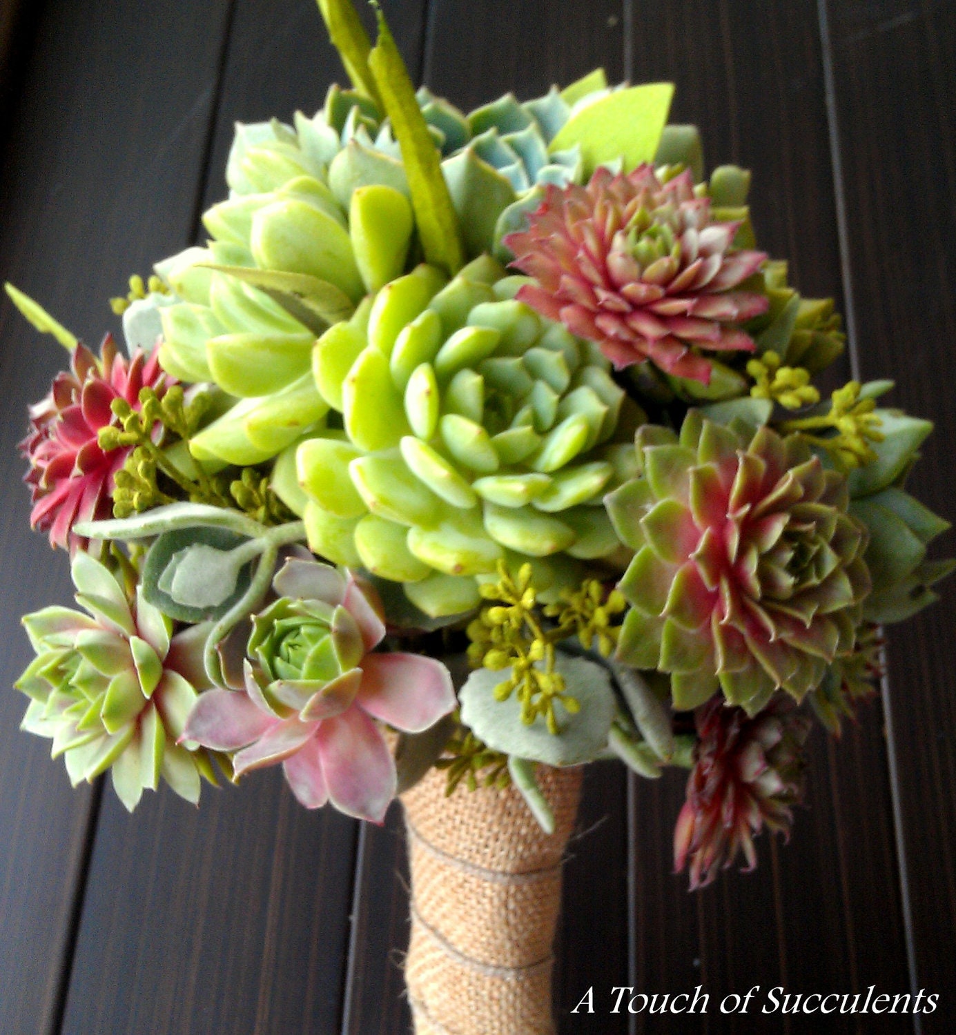 Succulent Bouquet,Succulent Bouquet,Bridal Bouquet, Alternative Bouquet, Bridesmaid Bouquet,Maroon Bouquet,Green bouquet,Burlap Bouquet,