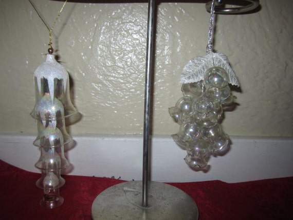 2 sets of glass bell ornaments vintage christmas by TheStorageGal