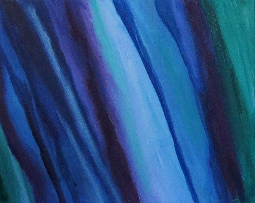SALE Original Blue Purple Emerald Green Abstract Painting Fluidity II High Gloss Acrylic on Canvas 8x10 ART