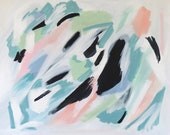 Original Abstract Painting "A Touch of Formality" Pink, turquoise, green, blue, white & black ART on canvas
