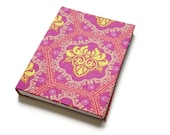 Blank Notebook Pink Easter Gift for Teens -  Case Binding Blank Book - Floral Pink & Yellow Fabric Covered Journal