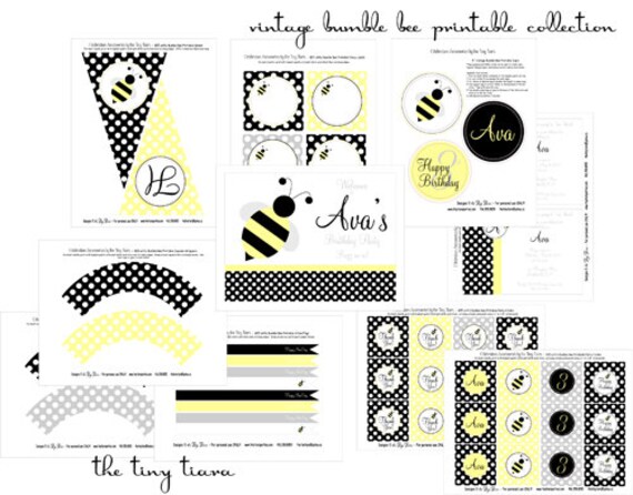 Bee-utiful Vintage Bumble Bee Printable Party Full Printable Party Collection : Printable Party Designs by The Tiny Tiara Il_570xn