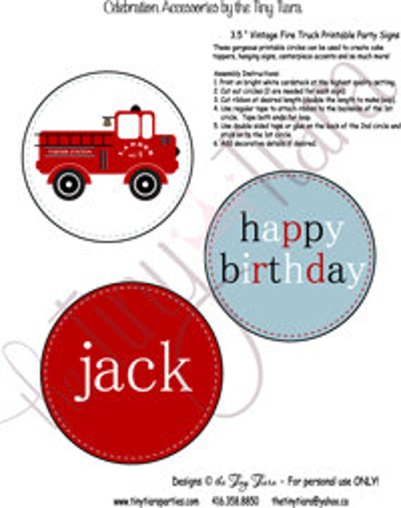 Vintage Fire Truck Printable Party Signs : Printable Party Designs by The Tiny Tiara Il_570xn