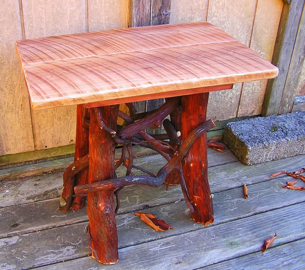 Rustic Handmade Cherry and Laurel End Side Table 22x16 Log Cabin Furniture by J. Wade Free Shipping
