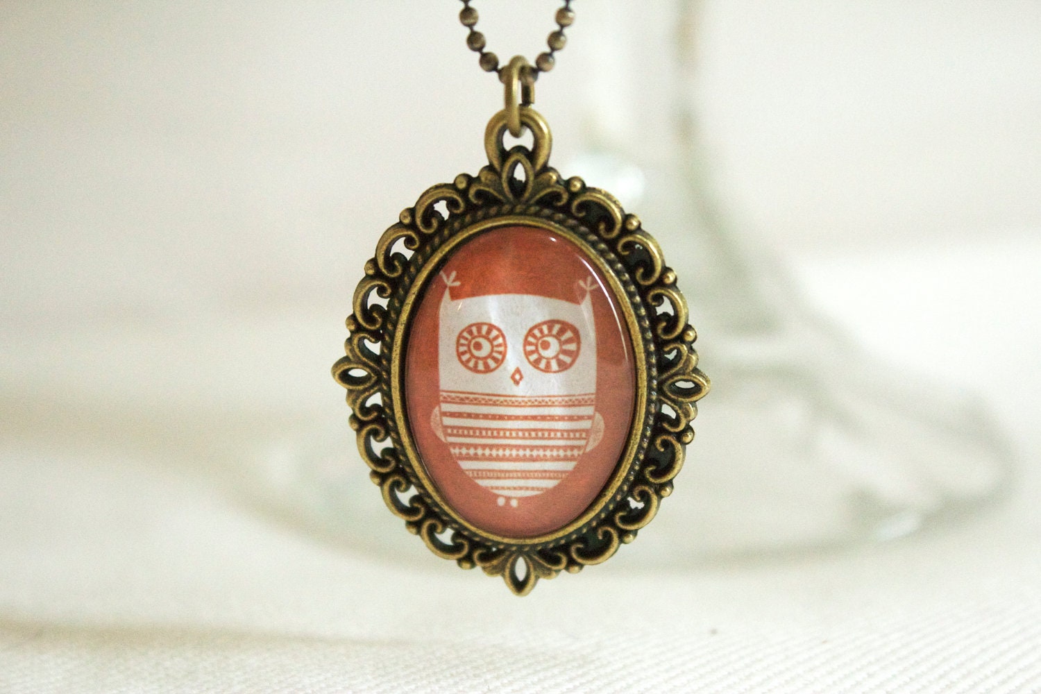 White Owl Necklace