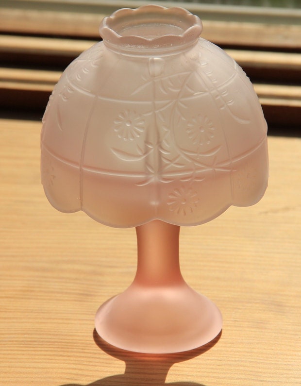 Pretty Pale Pink Frosted Glass Fairy Lamp by JoyfulMemories