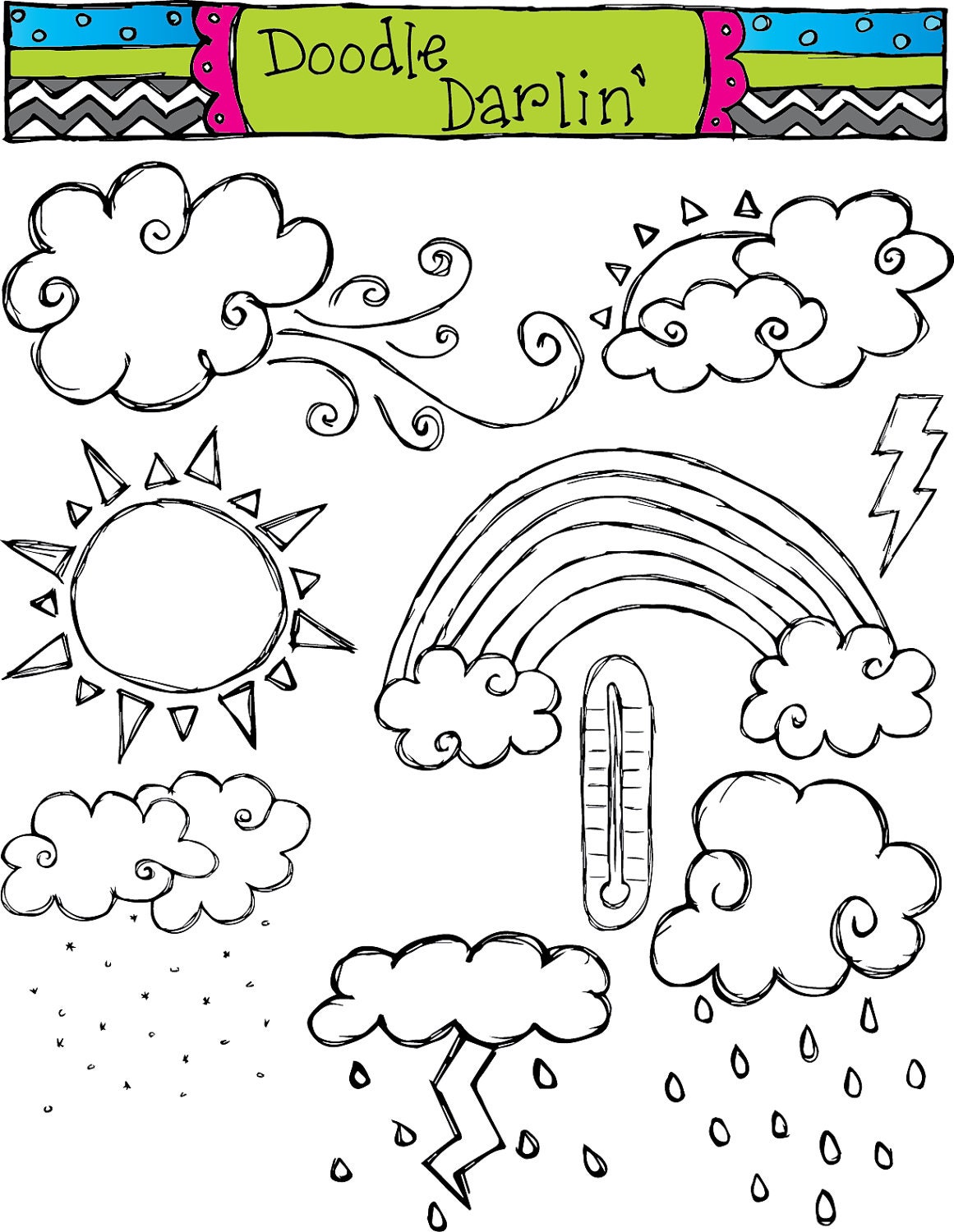 Weather Blackline Clipart Set