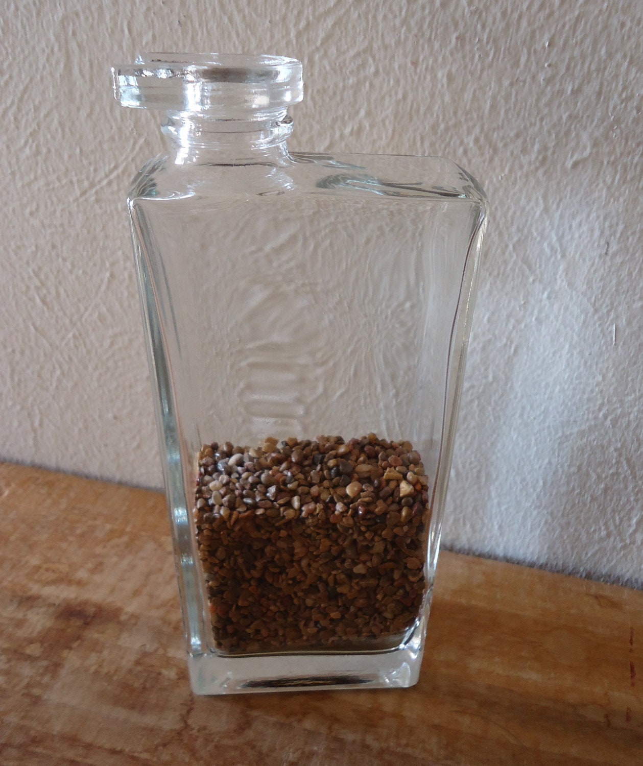 OOaK Unique Thick Rectangular Glass Vase made from Recycled Liquor Bottle