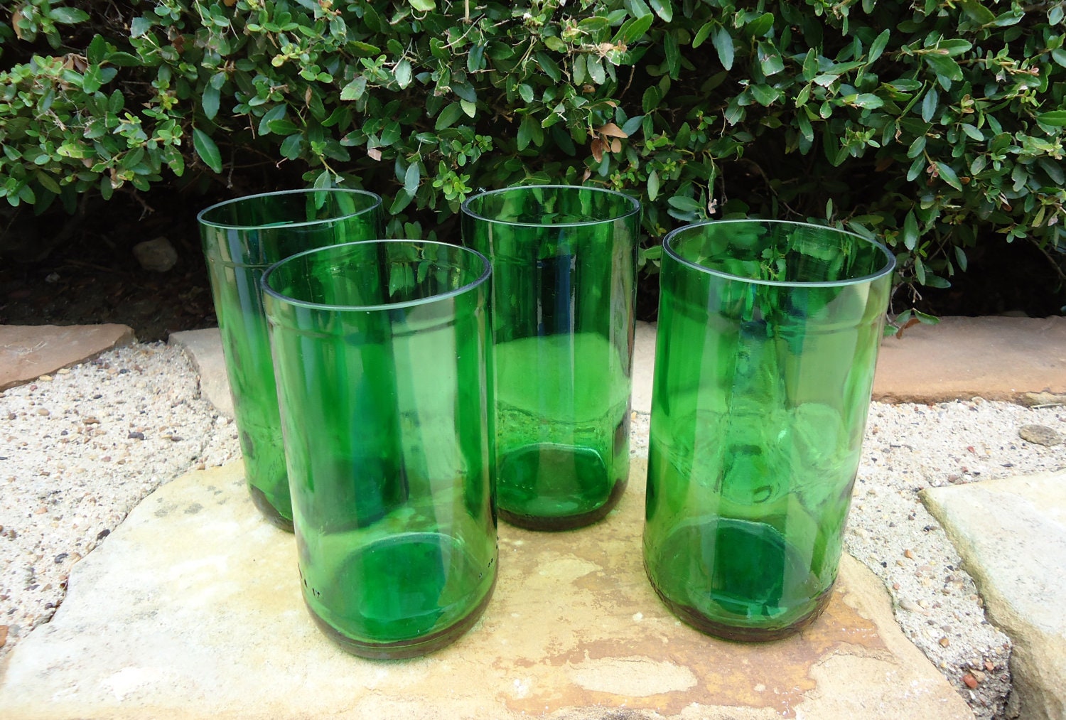 Drinking Glasses Tumblers from Recycled Pellegrino Water Bottles 16 oz Set of 4