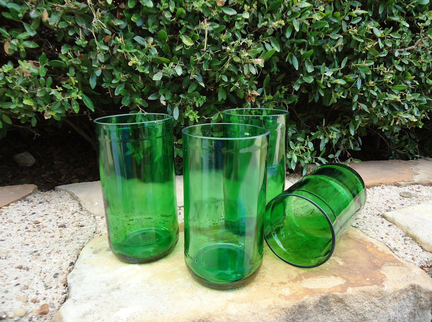 Drinking Glasses Tumblers from Recycled Pellegrino Water Bottles 16 oz Set of 4