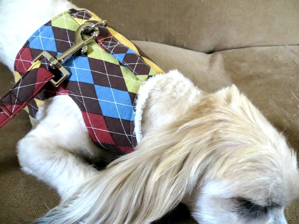 Dog Harness Vest Dog Vest Harness Comfort Harness Dog Clothes Argyle Dog Harness