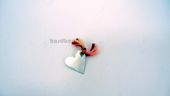 hardbead supplies, 1pcs, silver  handmade heart, multi colord vintage fiber threads,H00021