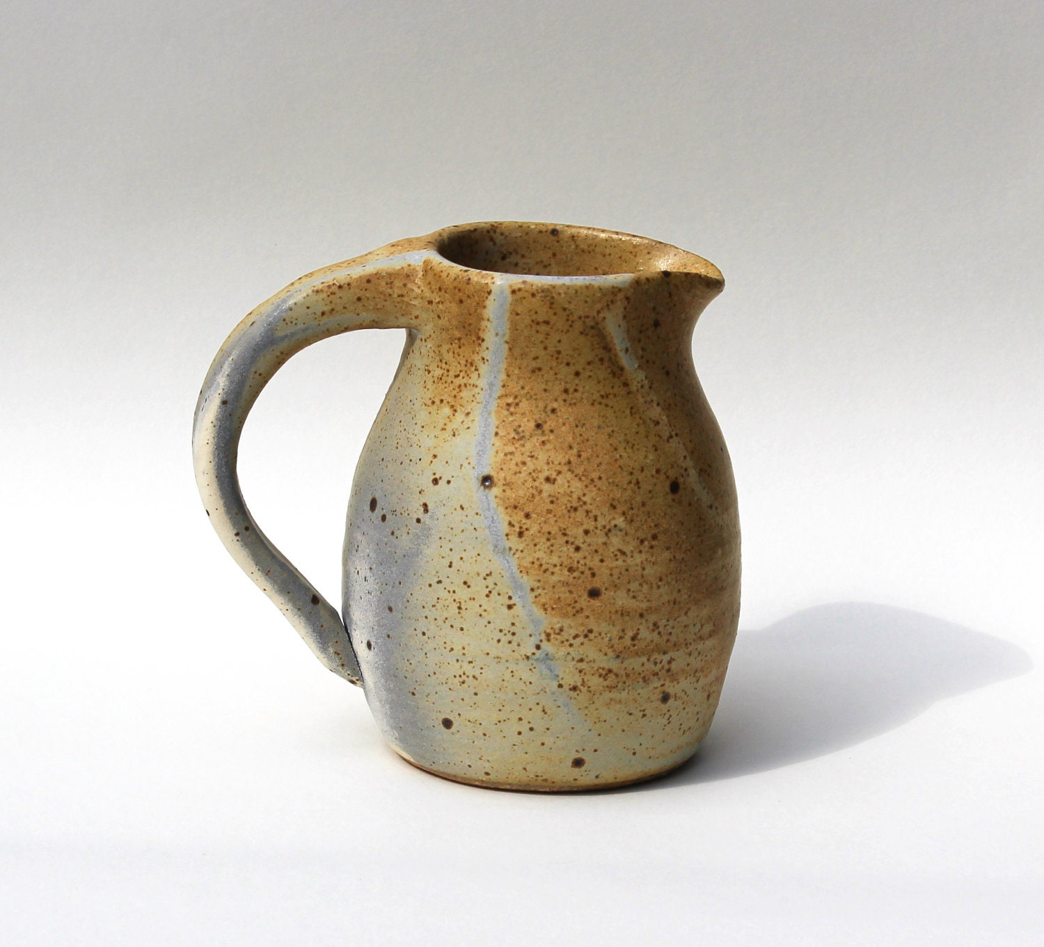 Blue and Yellow Handmade Ceramic Pottery Water Creamer Pitcher Syrup Dispenser