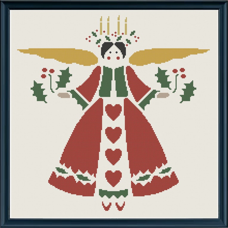 Items similar to Christmas Angel, 14 x 14 inches Cross Stitch Pattern