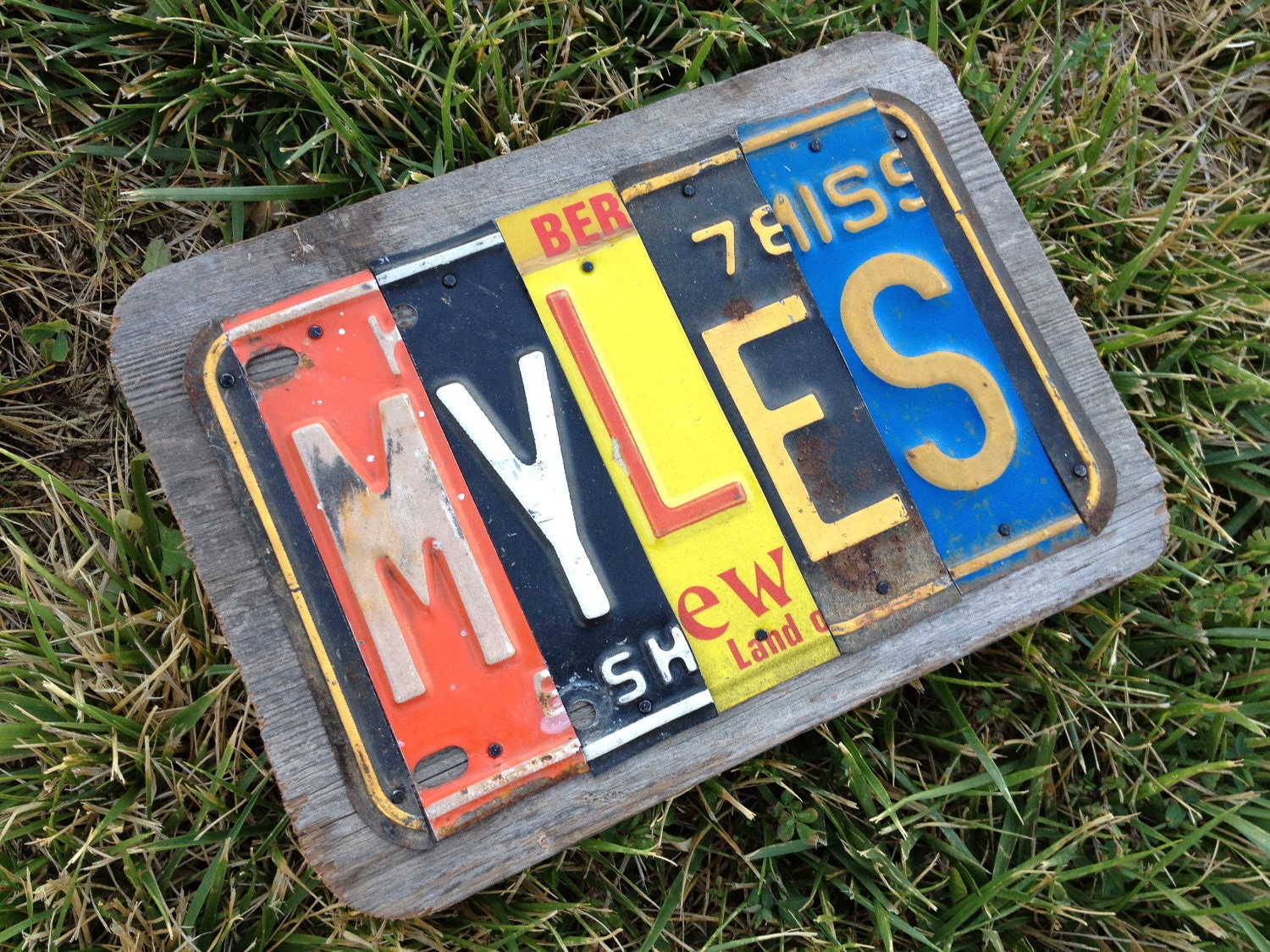 5 Letter Custom License Plate Name Sign - Reclaimed Wood