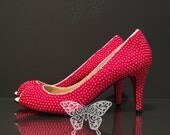 Leather 3" Heels, Pearl Peep Toe Little Pumps