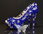 Sapphire Chunks Crystal Snow Diamond Peep Toe Pumps