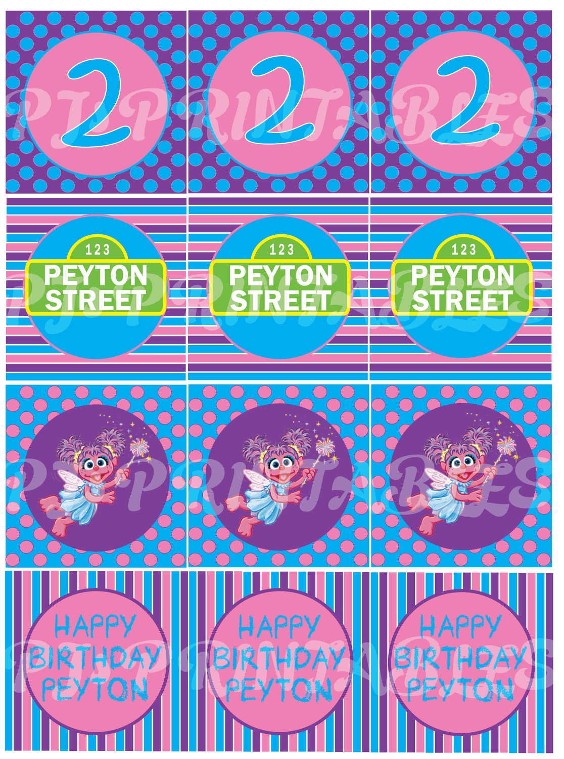 Abby Cadabby & Sesame Street inspired Cupcake Toppers- Customized Digital File Il_170x135