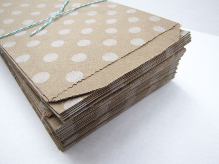 Polka Dot Paper Favor Bags - 20 count - Party Favors, Invitation Envelope, Candy Buffet Bags, Wedding Favor Bags Il_570xn