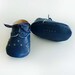 Blue baby boy leather dress crib shoes