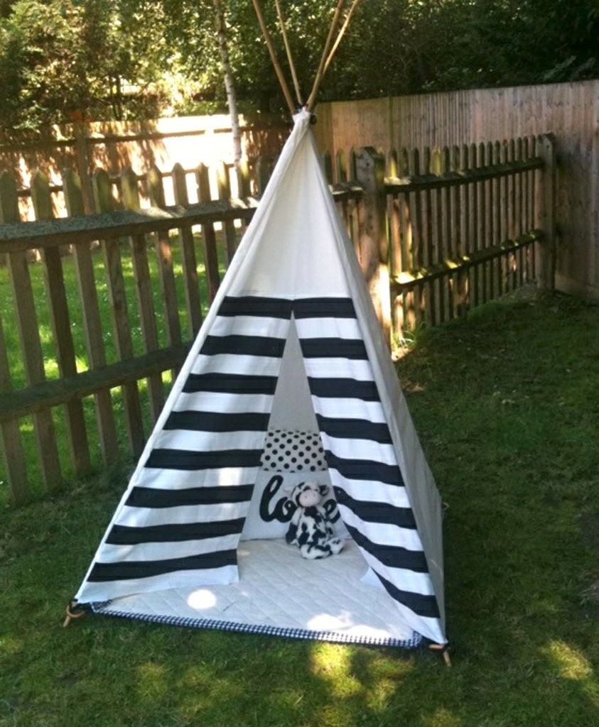 Teepee Play Tent -tipi- Black and White - Monochrome - Poles included JAMES