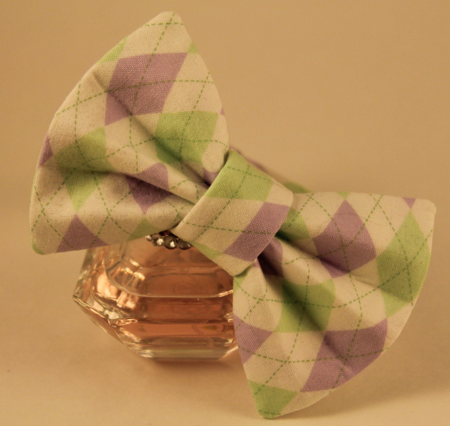 Mint and Lavender Argyle Bow