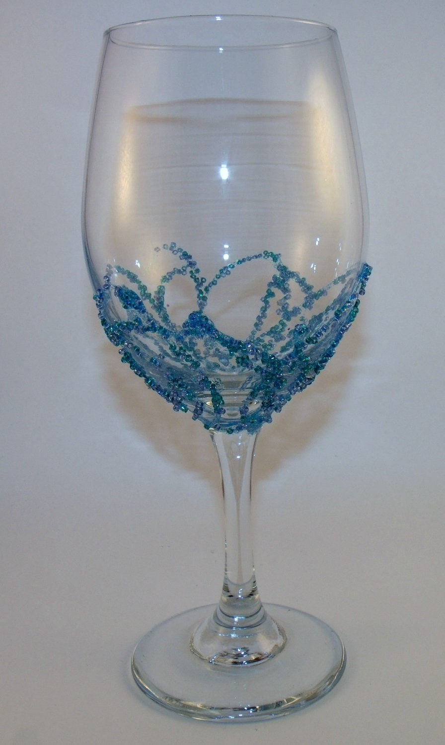 Beaded Wine Glass Candle Holder