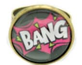Vintage Retro Comic Style Ring Quirky Kitsch Gift Pow Bang Pink Gift