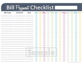Bill Payment Checklist Printable - EDITABLE - Personal Finance Organizing pdf - INSTANT DOWNLOAD