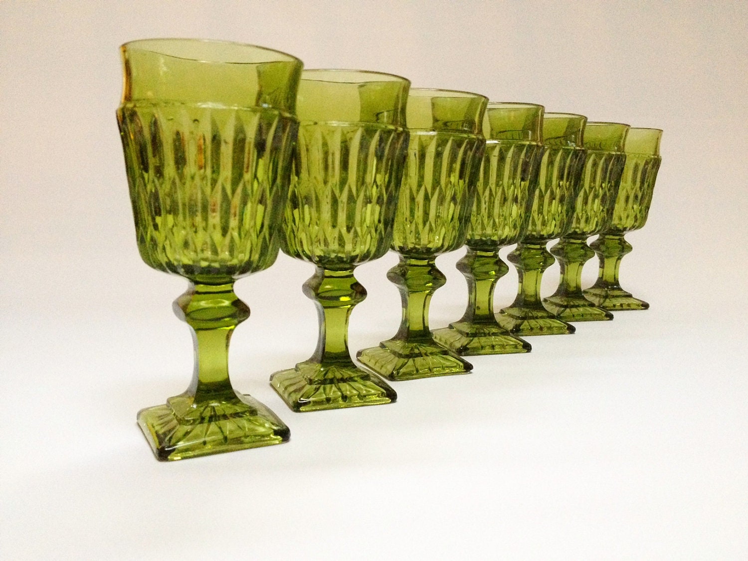 Vintage Green Glass Goblets