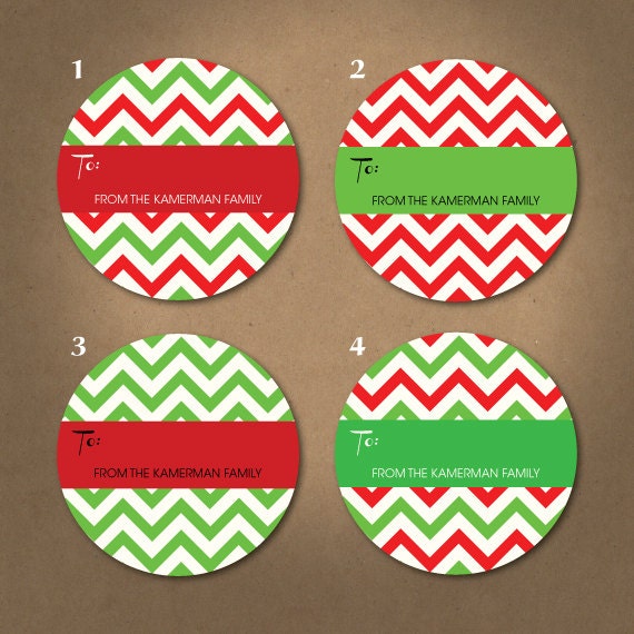 Buy gift labels and cards - Christmas Gift Tag Stickers - Personalized Custom Gift Labels - Chevron Design - 20 Glossy 2" Round Perfect for Gifts, Cards, Wrapping