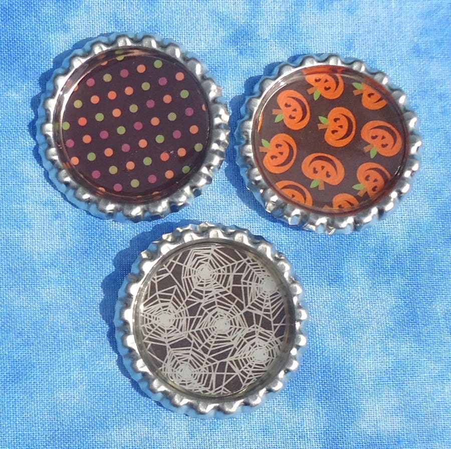 Halloween Themed Magnet Set, Bottle Caps