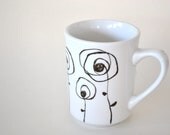 Recycled Mug: Flora - Reclaimed Mug Hand Painted with a Varying Wildflower