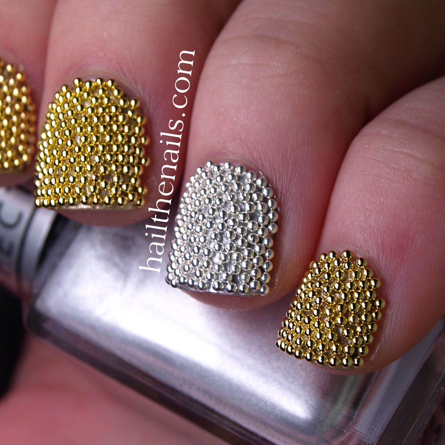 Gold & Silver Metallic Caviar Beads Nail Art - This seasons must have nails.