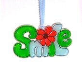 ORNAMENT - SMILE- Acrylic - Green - Blue - Orange - Brown - Handpainted Home Decor