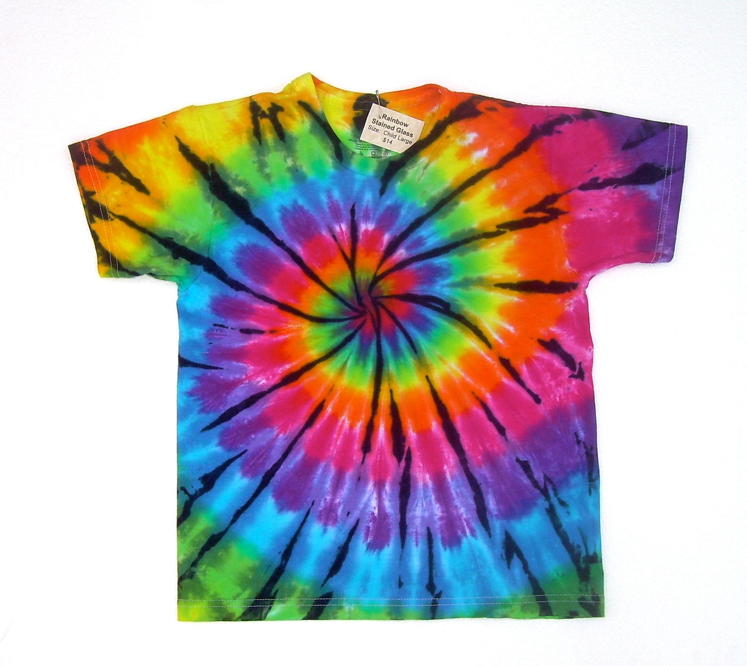 Child Size Tie Dye Shirt/ Rainbow Stained Glass Spiral