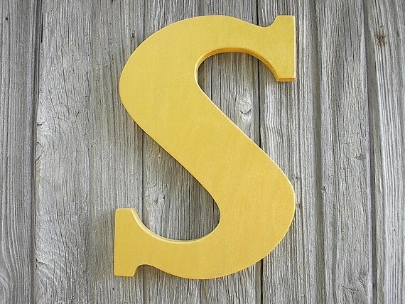 Decorative Letter S Sign Metallic Gold Vintage Style Wood Kids Wall Art Nursery Decor Alphabet