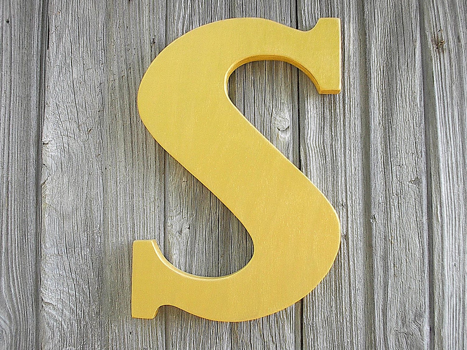 Decorative Letter S Sign Metallic Gold Vintage Style Wood Kids Wall Art Nursery Decor Alphabet