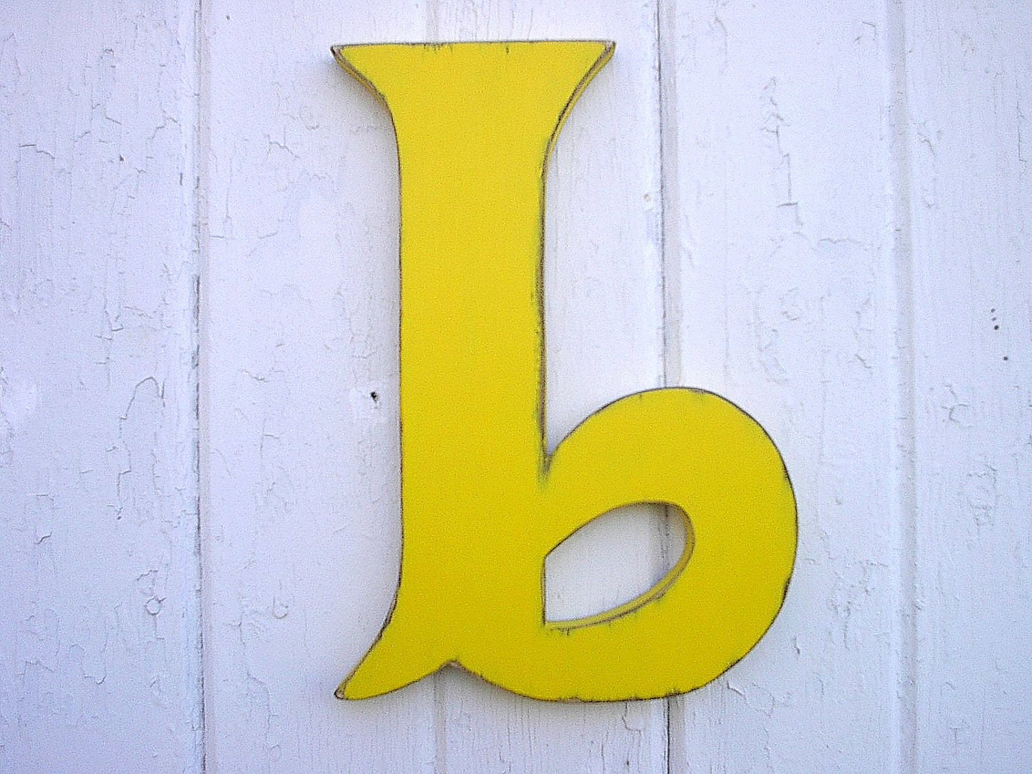 Decorative Wooden Alphabet Letter b Yellow 12 by LettersofWood