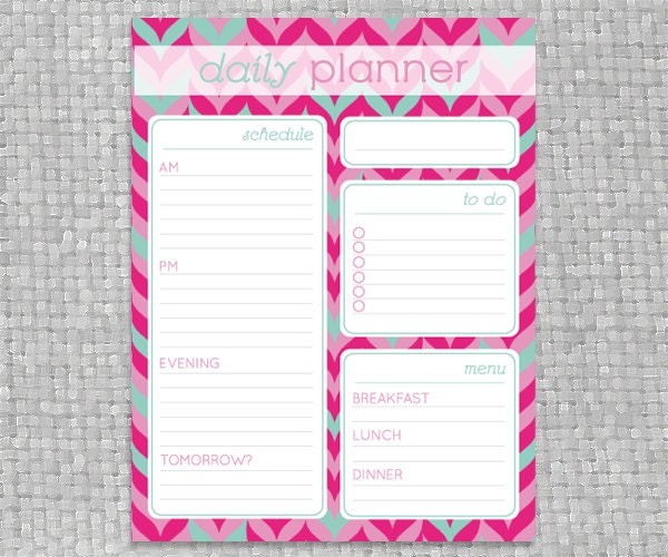 DIY Printable Daily Planner - Coloful Chevron