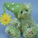 Green mohair artist teddy bear Limetta made of hand dyed mohair
