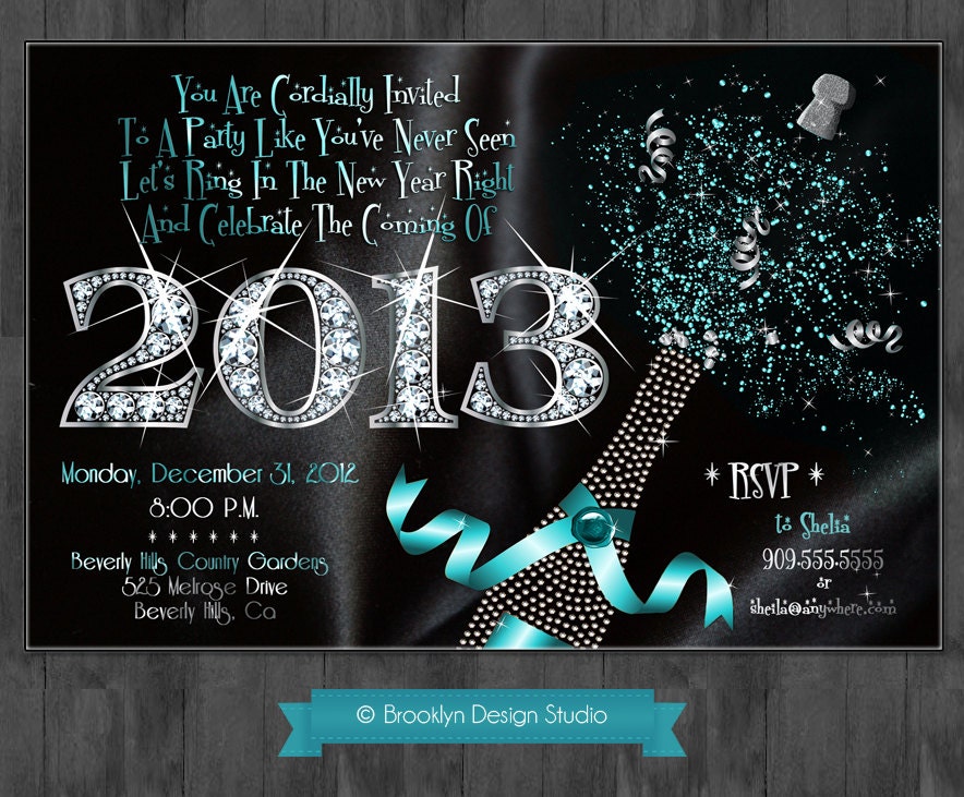 New Year's Party 2013 - Diamonds - Bling - Glitter - Can be changed to any Color you choose - Digital File