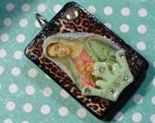 Queen Mother Mary, Rockabilly Religion, Holy Roller series, Rummicube tile pendent